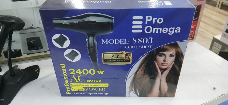 سشوار حرفهای Pro Omega مدل 8803 (توان 2400 وات، موتور AC، باد سرد)